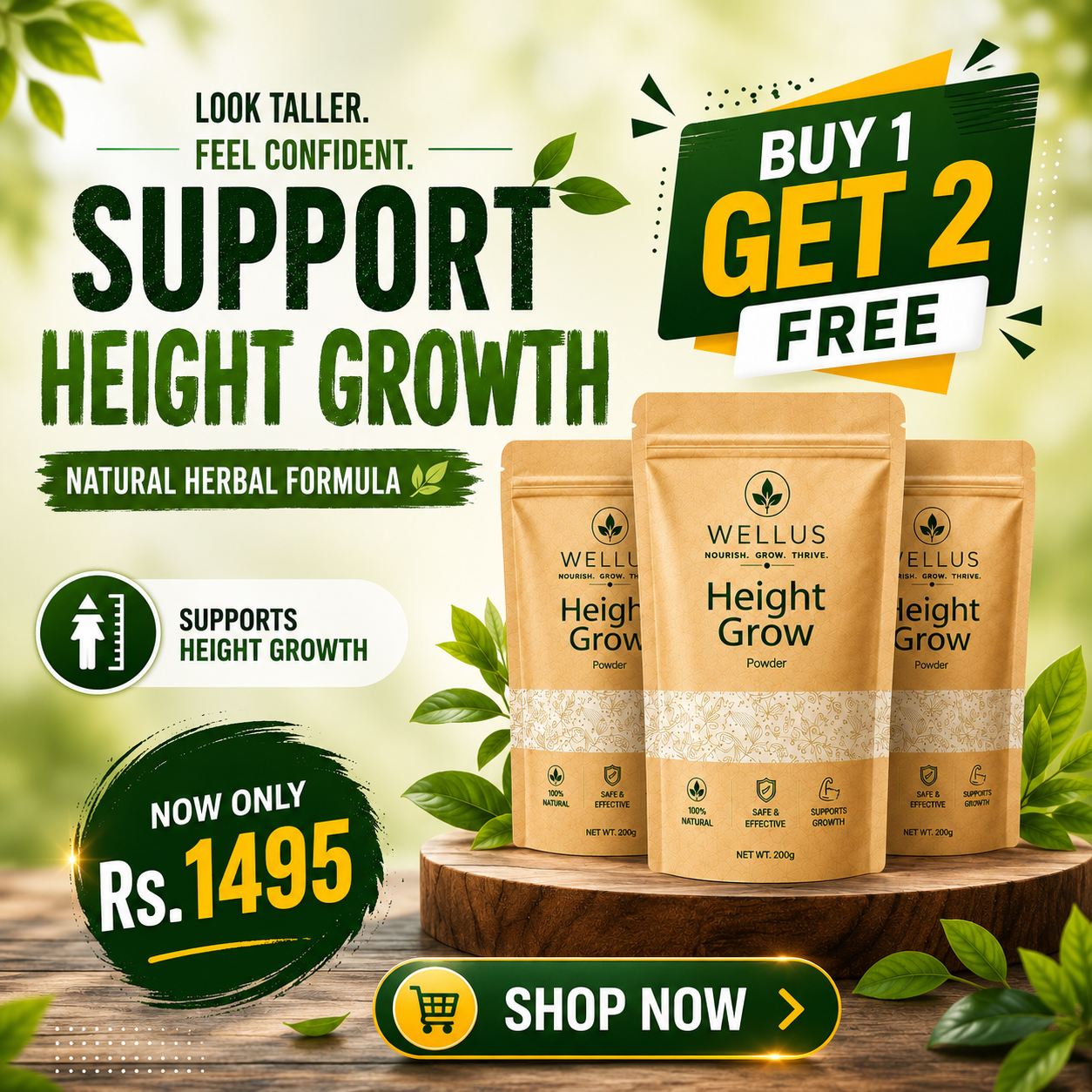 Height grow Veda  (buy 1 get 2 free)