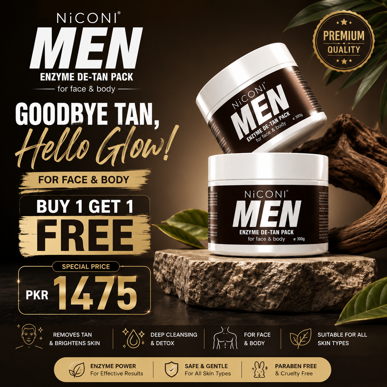 Niconi Men  D Tan Pack (buy 1 get 1 free)